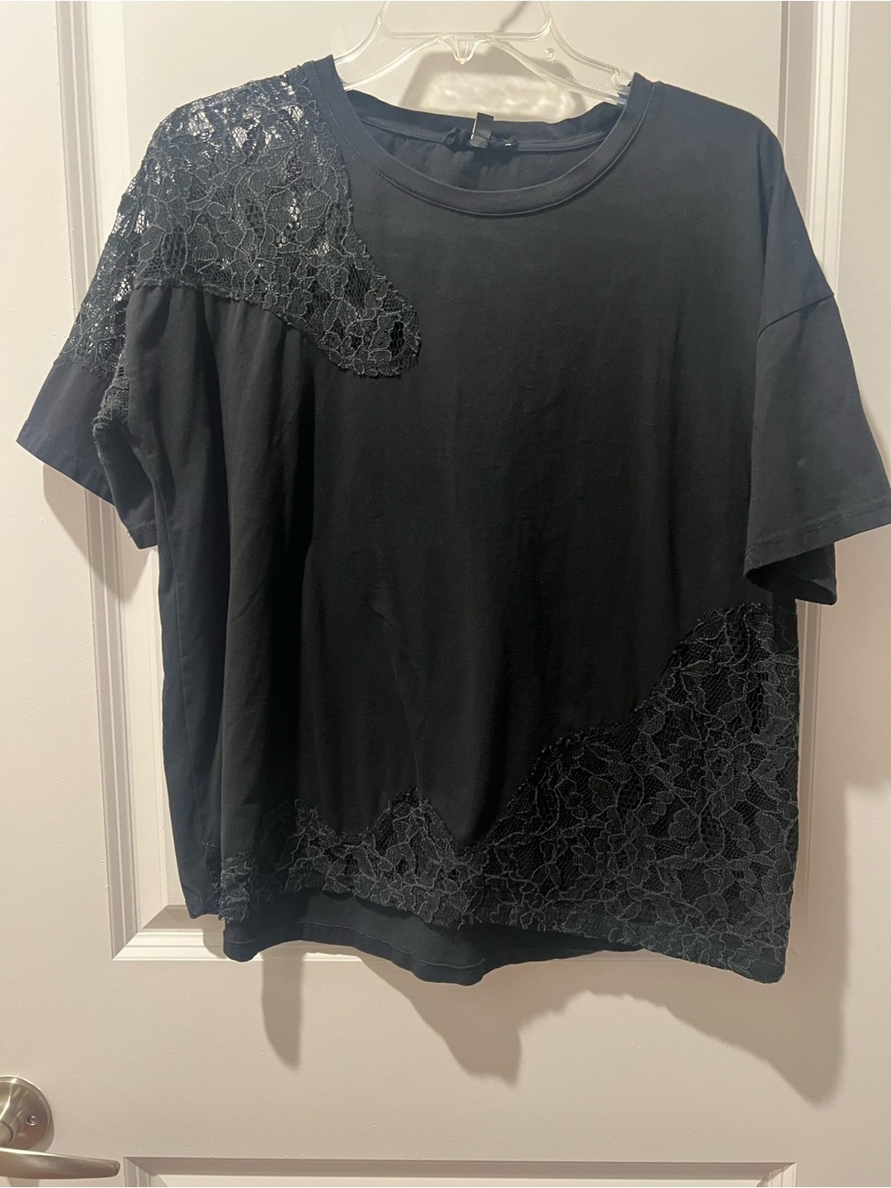 Black Lace Accent Short Sleeve Women’s Tee